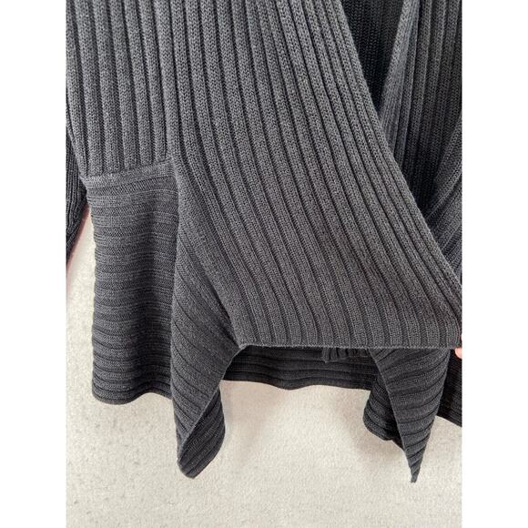 Chicos‎ Cardigan Womens Sz 1 Small Black Open Front Long Sleeve Collar Knit - Picture 2 of 10